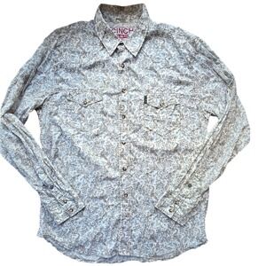 Cinch Pearl Snap Western‎ Shirt Slim Fit Floral Flowers Cowboy #1171